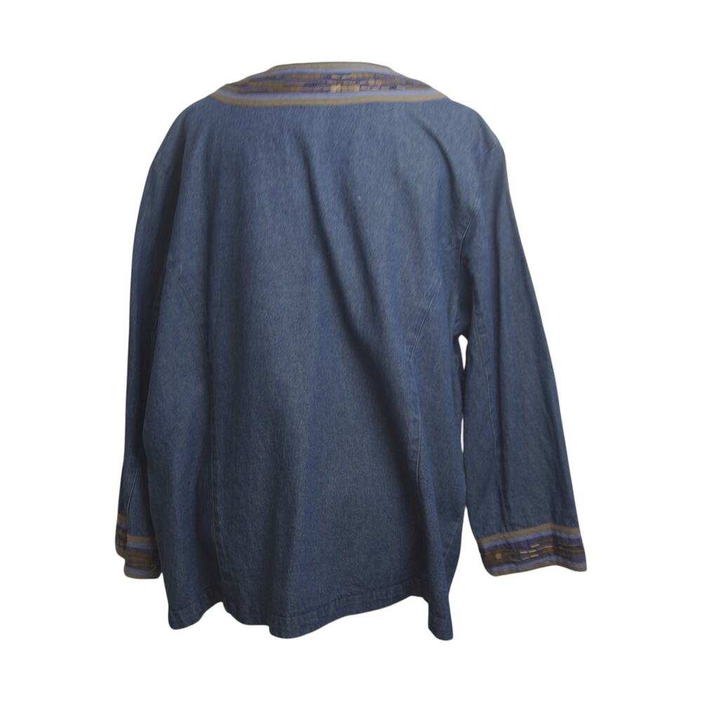 Vintage Indigo Moon Denim Jacket 2X Beaded Embellished Boho Plus Size - Picture 4 of 9